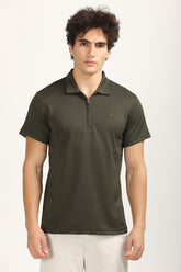 Slim Fit Zip-Up Textured Polo
